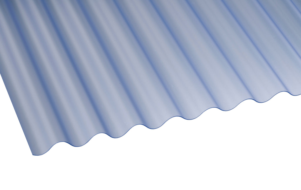 Corrugated plastic sheet with a blue gradient on a white background